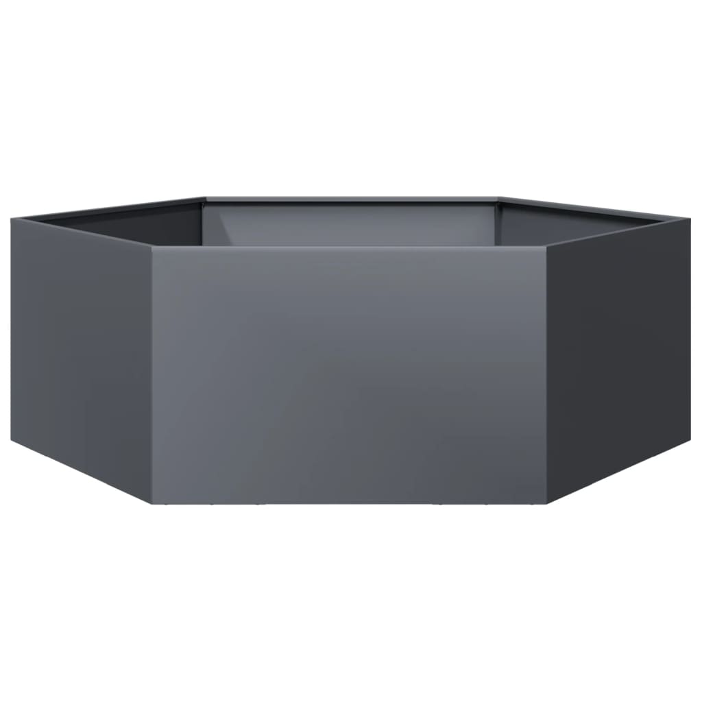 vidaXL Donica ogrodowa, antracytowa, sześciokątna, 138x120x45 cm, stal