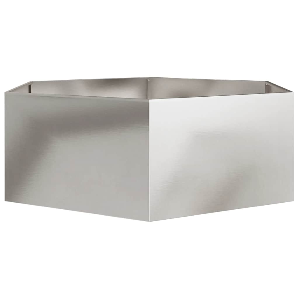 vidaXL Donica ogrodowa, sześciokątna, 138x120x45 cm, stal nierdzewna