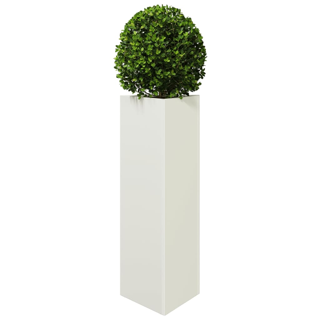 vidaXL Donice ogrodowe, 2 szt., białe, trójkątne, 30x26x75 cm, stal