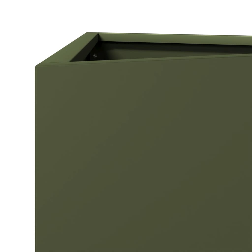 vidaXL Donica ogrodowa, oliwkowa, trójkątna, 30x26x75 cm, stal
