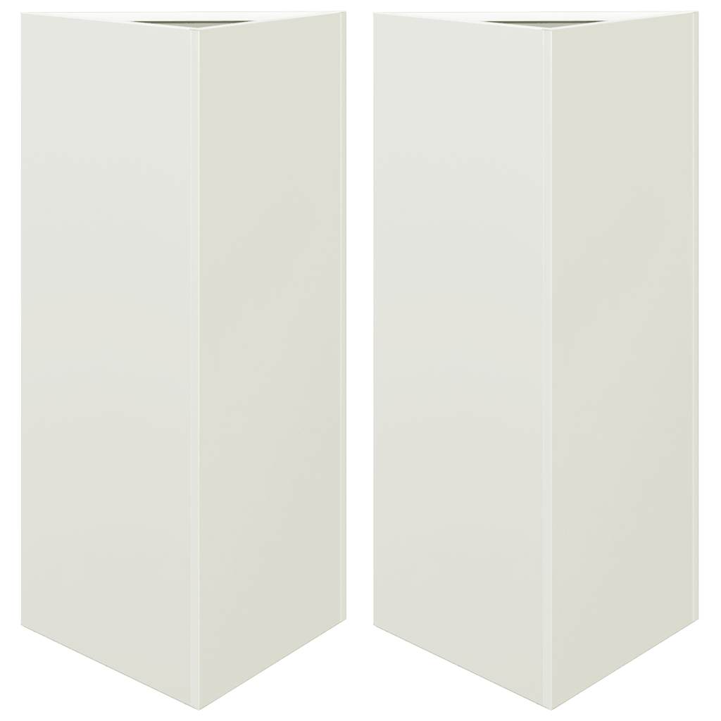 vidaXL Donice ogrodowe, 2 szt., białe, trójkątne, 40x34,5x75 cm, stal