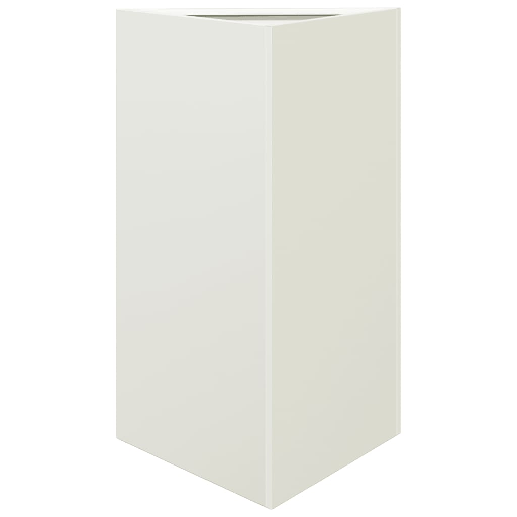 vidaXL Donice ogrodowe, 2 szt., białe, trójkątne, 50x43x75 cm, stal