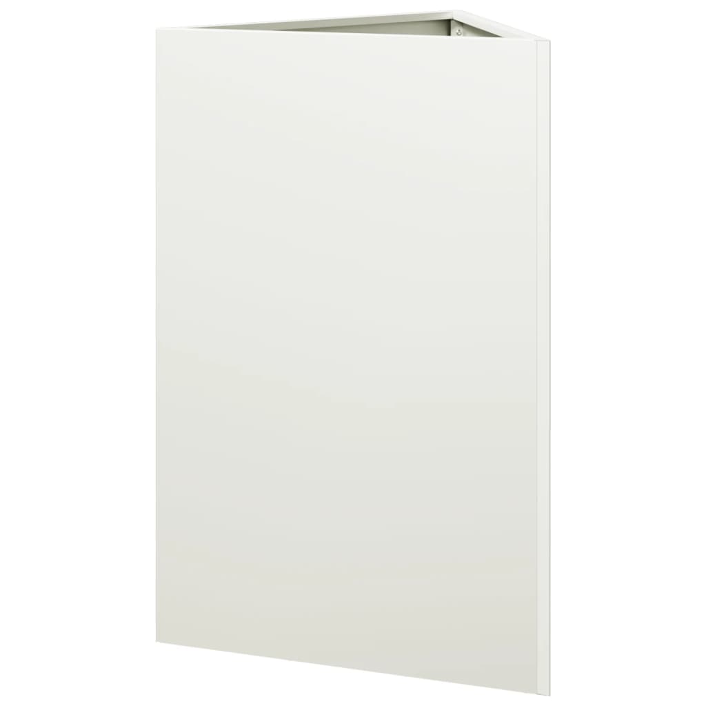 vidaXL Donice ogrodowe, 2 szt., białe, trójkątne, 50x43x75 cm, stal