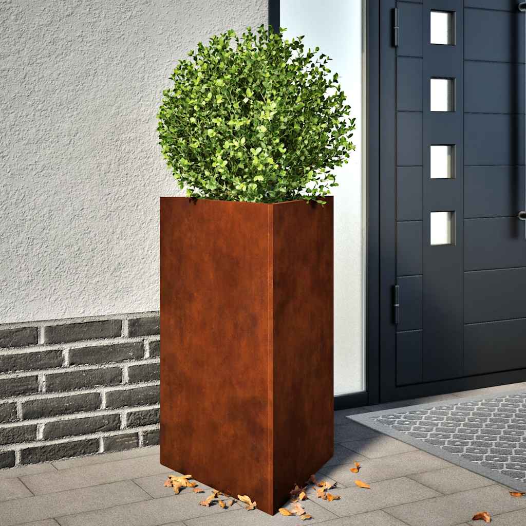 vidaXL Doniczki ogrodowe 2 szt. trójkątne 50x43x75 cm stal kortenowska