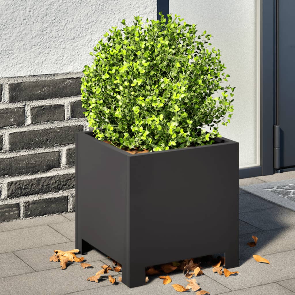 vidaXL Donice ogrodowe, 2 szt., czarne, 30x30x30 cm, stalowe