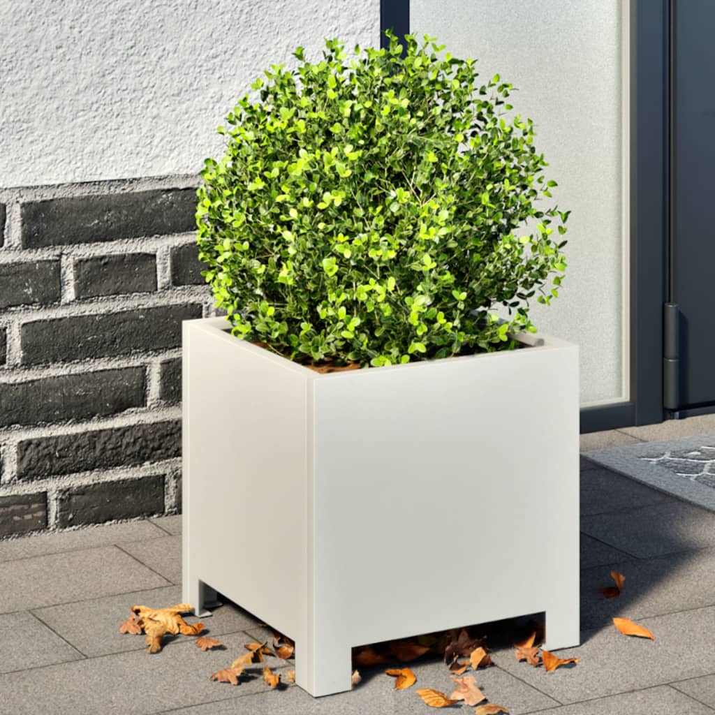 vidaXL Donice ogrodowe, 2 szt., białe, 30x30x30 cm, stalowe