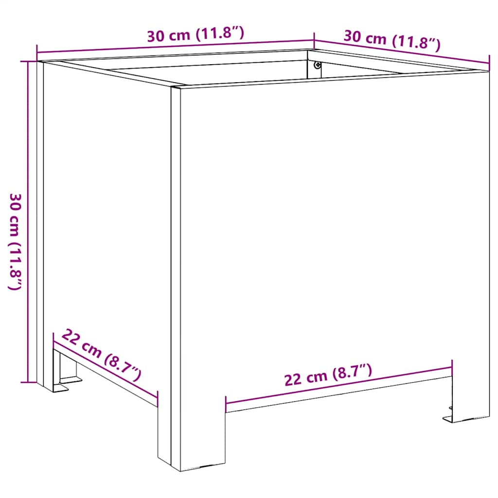 vidaXL Donica ogrodowa, 30x30x30 cm, stal galwanizowana