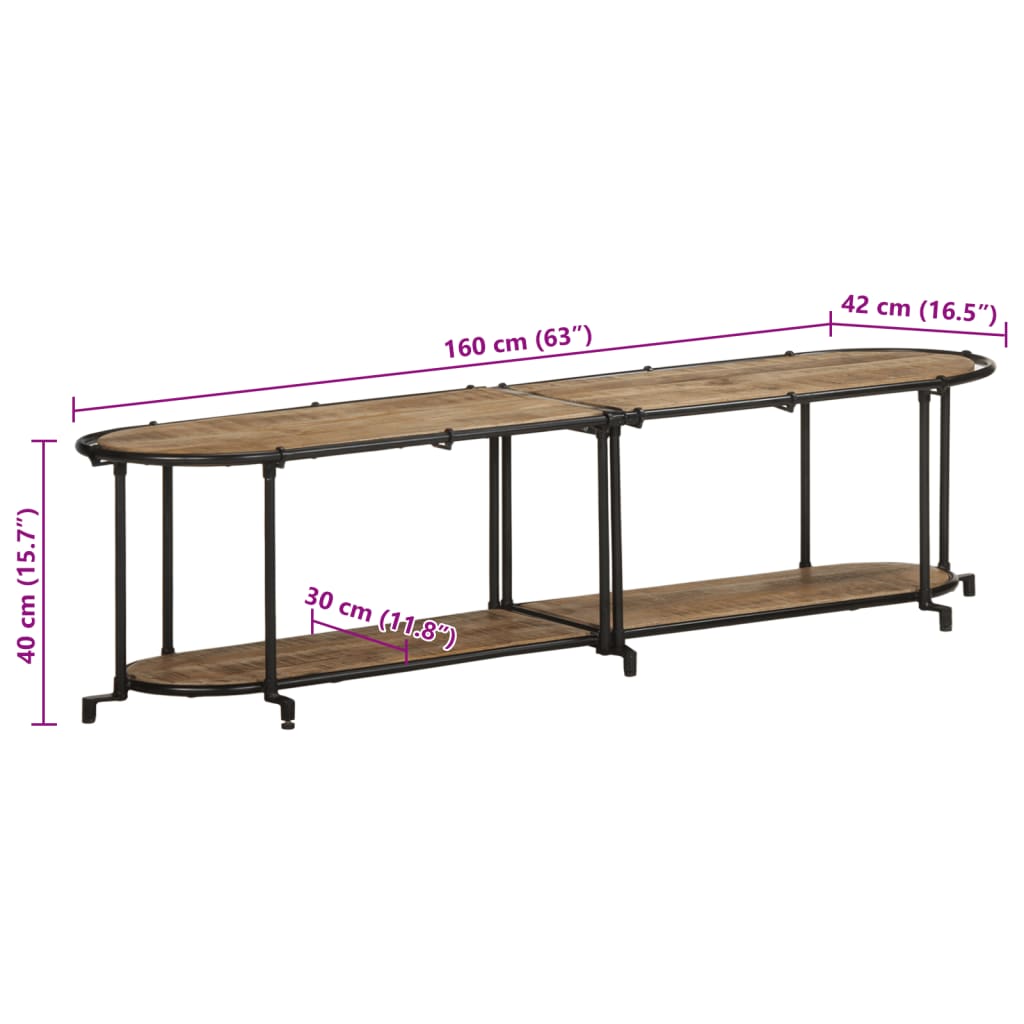 vidaXL Szafka pod TV, 160x42x40 cm, lite surowe drewno mango
