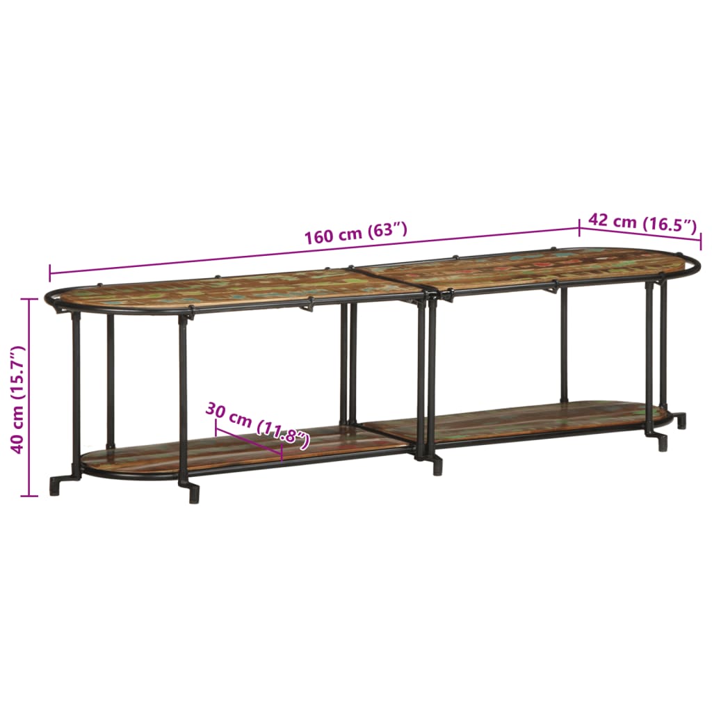 vidaXL Szafka pod telewizor, 160x42x40 cm, lite drewno z odzysku