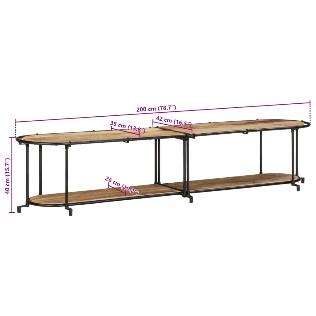 vidaXL Szafka pod TV, 200x42x40 cm, lite surowe drewno mango