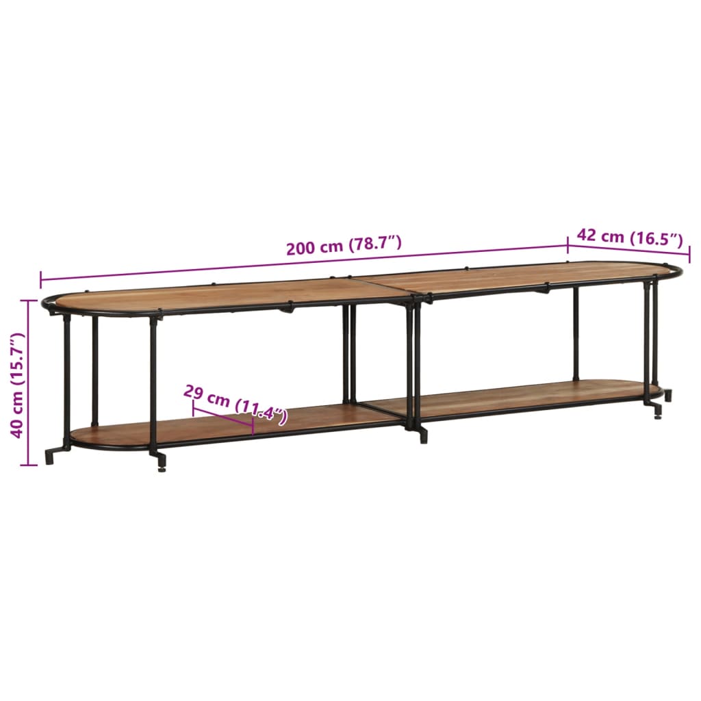 vidaXL Szafka pod TV, 200x42x40 cm, lite drewno akacjowe