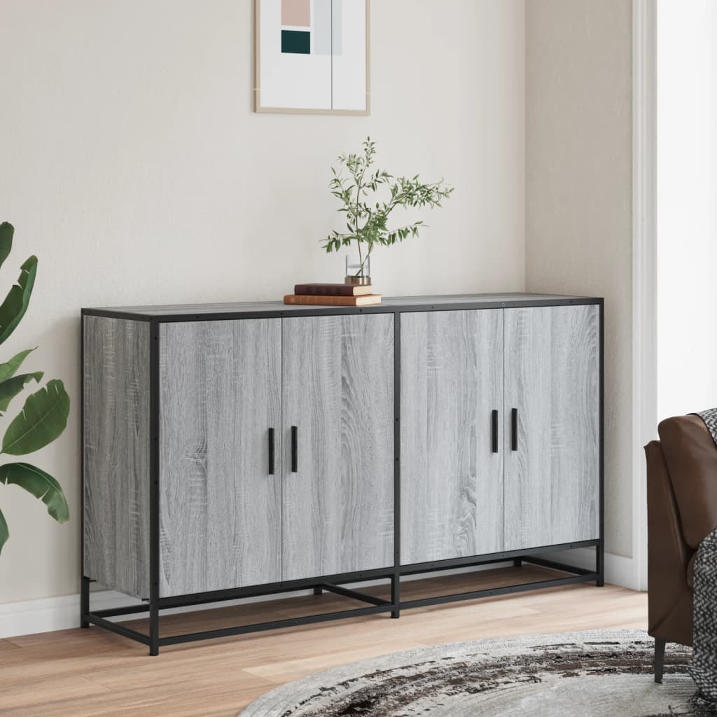 vidaXL Szafka, szary dąb sonoma, 134x35x76 cm, materiał drewnopochodny