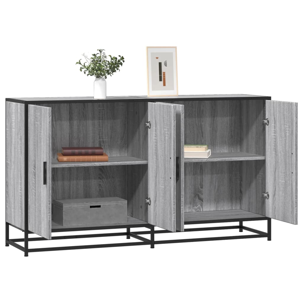 vidaXL Szafka, szary dąb sonoma, 134x35x76 cm, materiał drewnopochodny