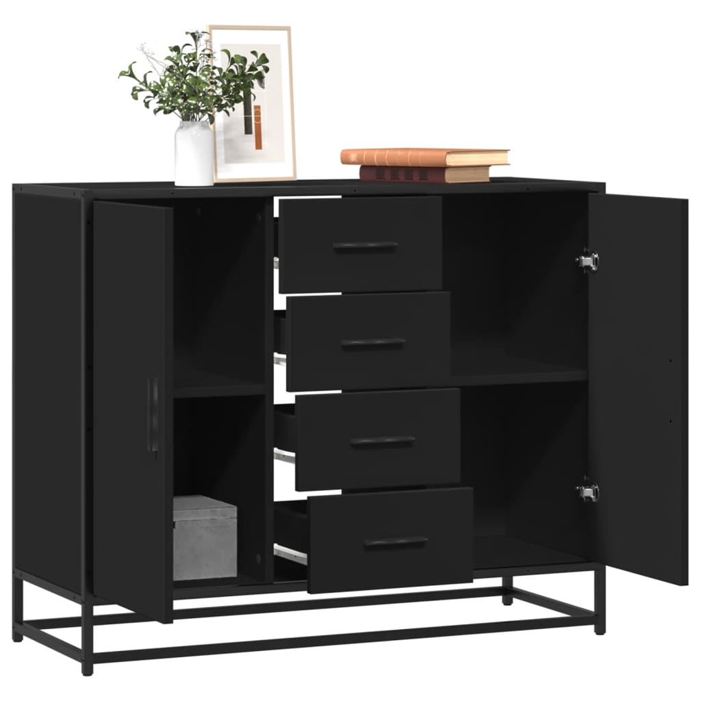 vidaXL Szafka, czarna, 92x35x76 cm, materiał drewnopochodny