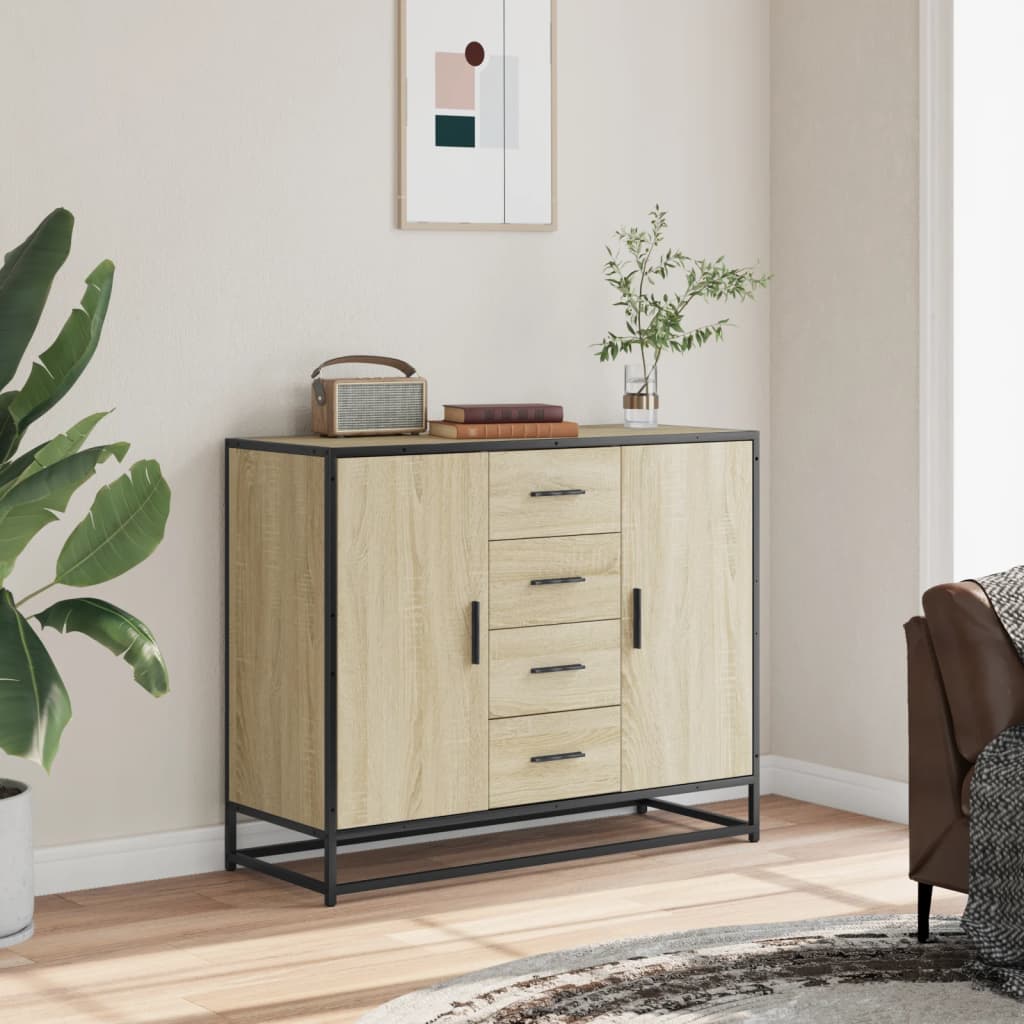 vidaXL Szafka, dąb sonoma, 92x35x76 cm, materiał drewnopochodny