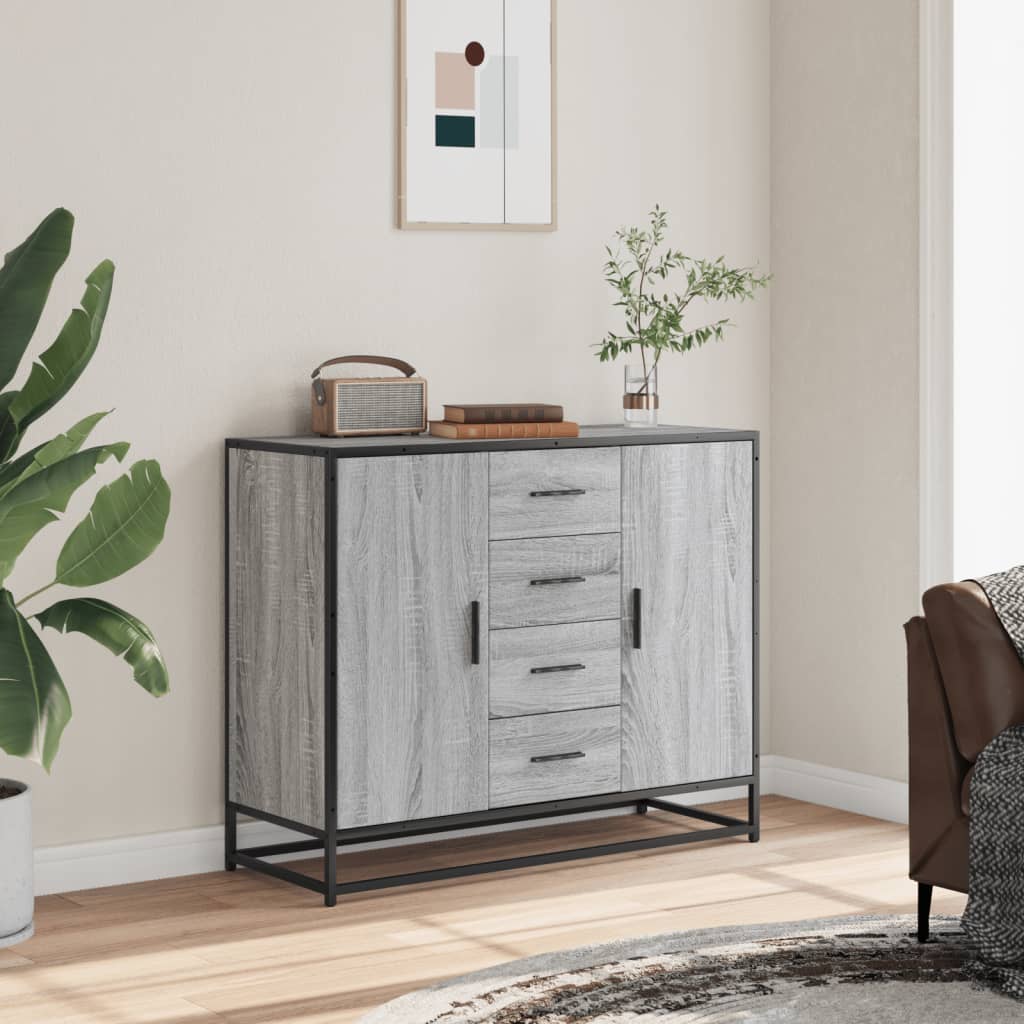 vidaXL Szafka, szary dąb sonoma, 92x35x76 cm, materiał drewnopochodny
