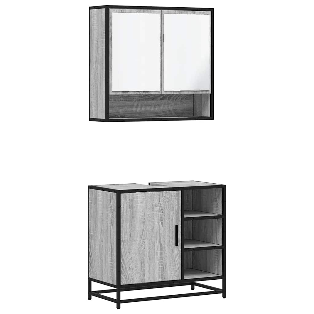 vidaXL 2-częściowy zestaw mebli łazienkowych, szary dąb sonoma