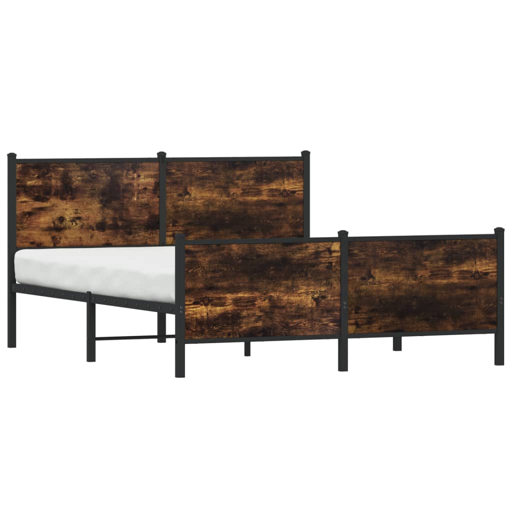 vidaXL Metalowa rama łóżka, bez materaca, przydymiony dąb, 160x200 cm