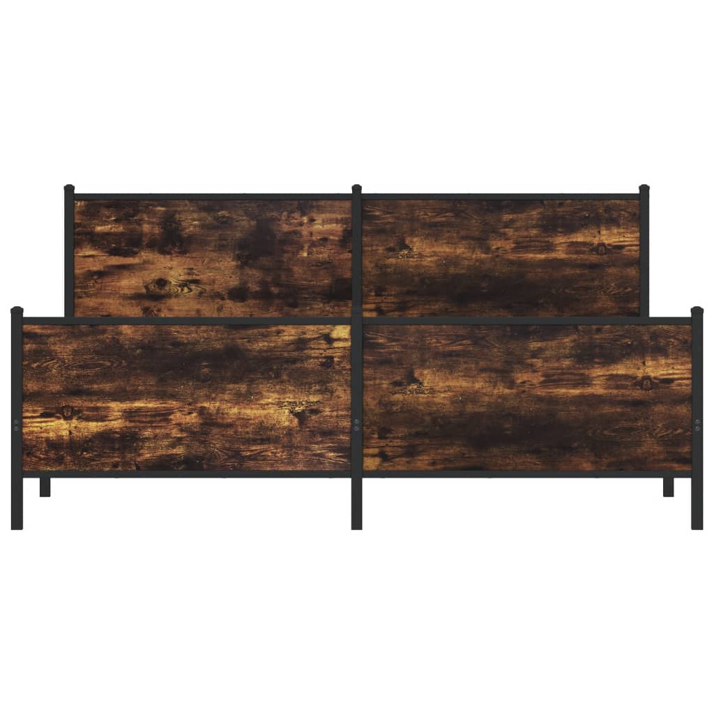 vidaXL Metalowa rama łóżka, bez materaca, przydymiony dąb, 180x200 cm