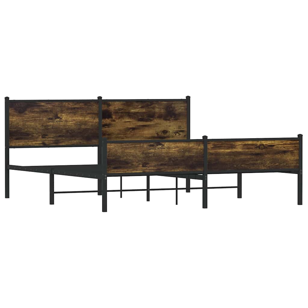 vidaXL Metalowa rama łóżka, bez materaca, przydymiony dąb, 180x200 cm