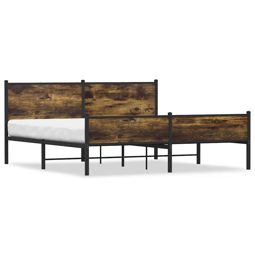 vidaXL Metalowa rama łóżka, bez materaca, przydymiony dąb, 183x213 cm