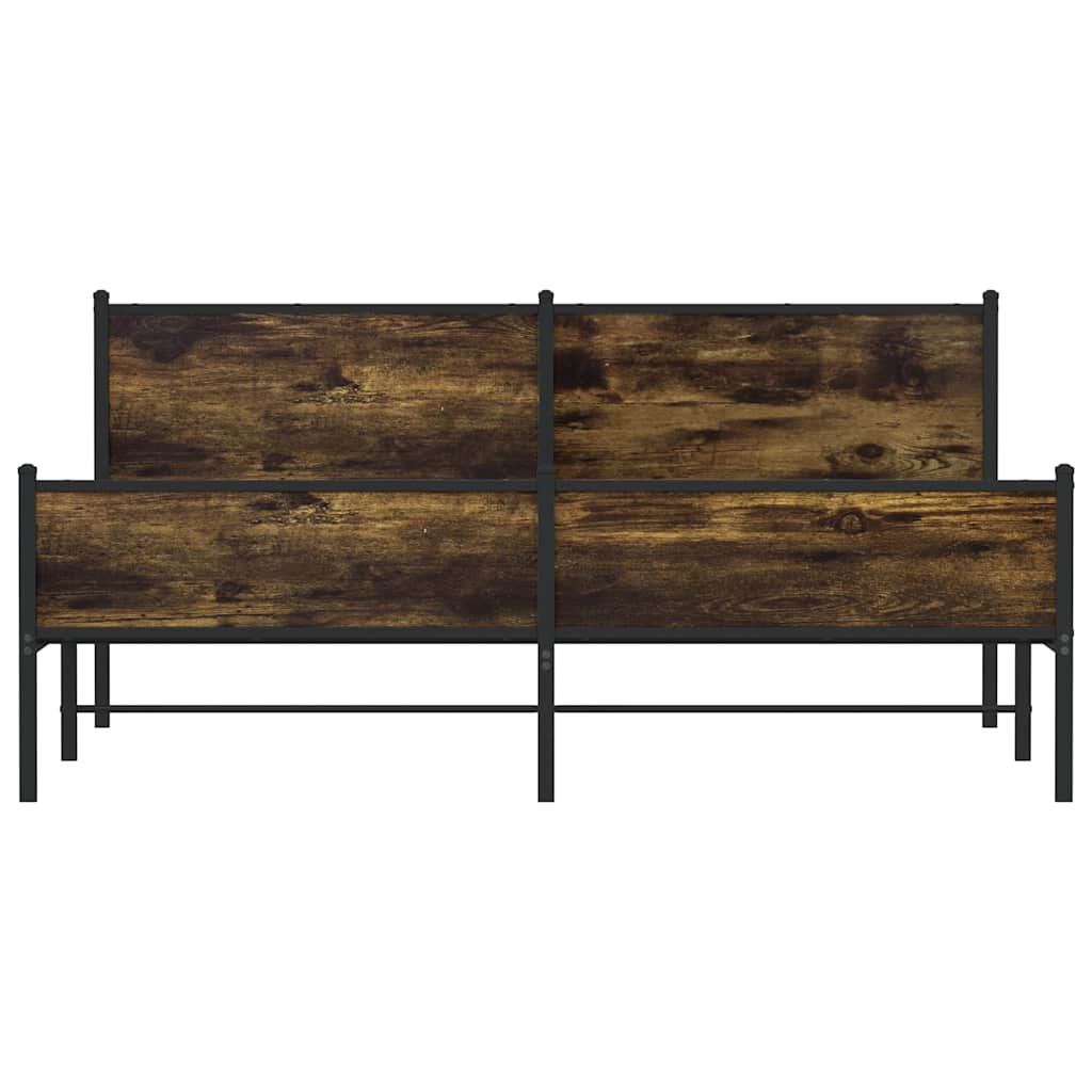 vidaXL Metalowa rama łóżka, bez materaca, przydymiony dąb, 183x213 cm