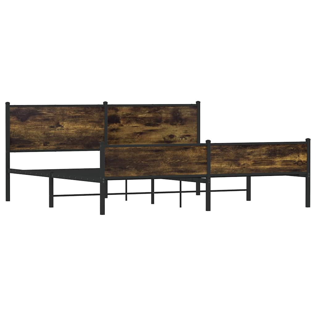 vidaXL Metalowa rama łóżka, bez materaca, przydymiony dąb, 193x203 cm