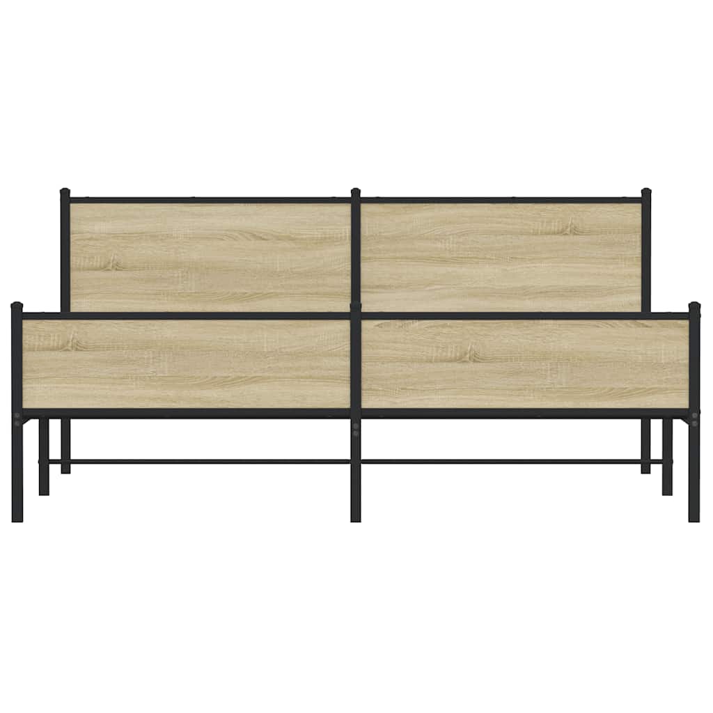 vidaXL Metalowa rama łóżka, bez materaca, dąb sonoma, 183x213 cm