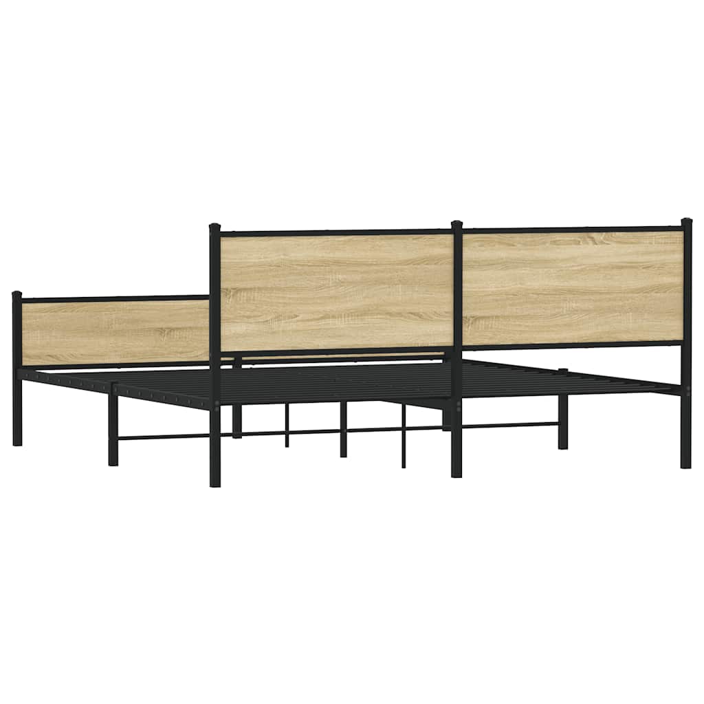 vidaXL Metalowa rama łóżka, bez materaca, dąb sonoma, 183x213 cm