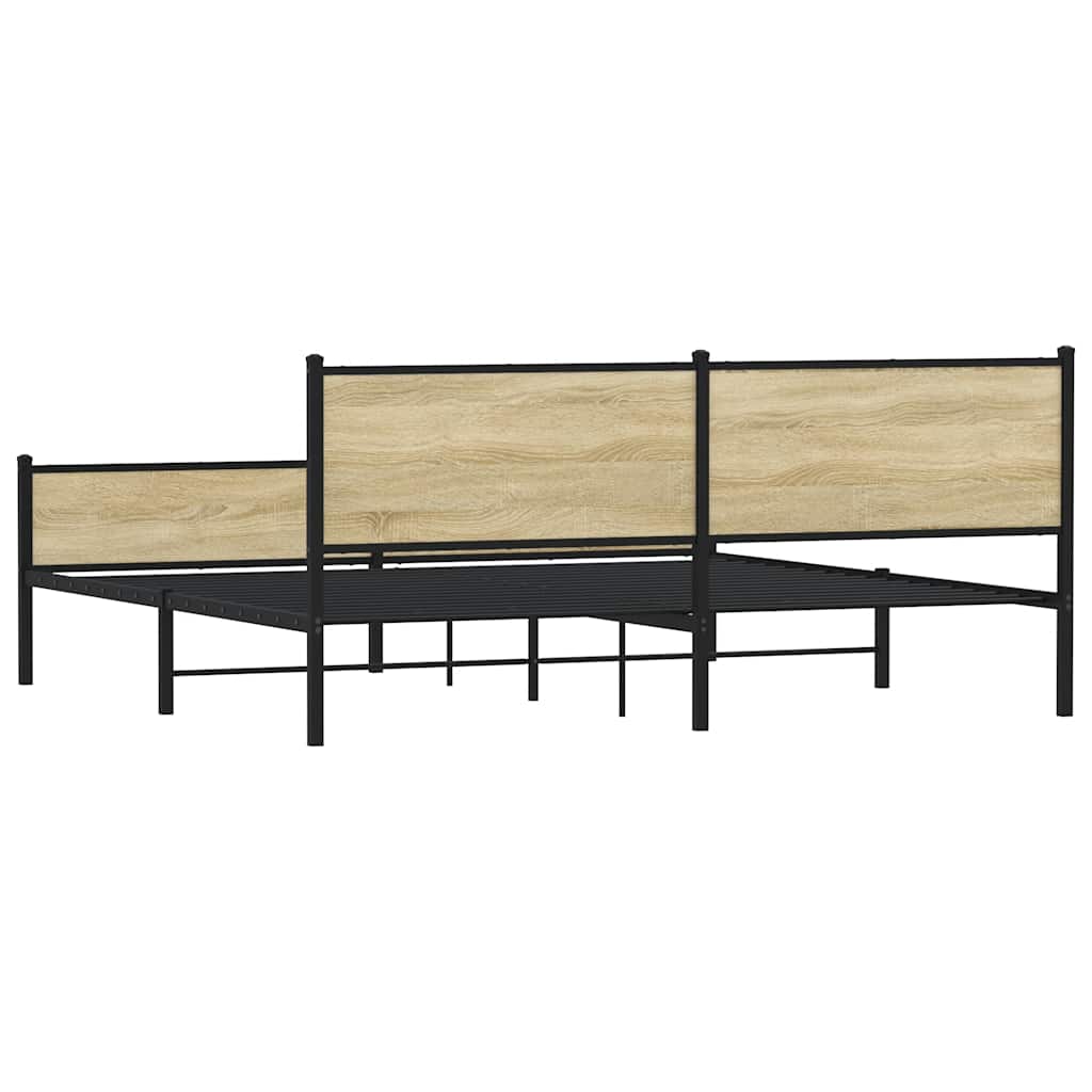 vidaXL Metalowa rama łóżka, bez materaca, dąb sonoma, 200x200 cm