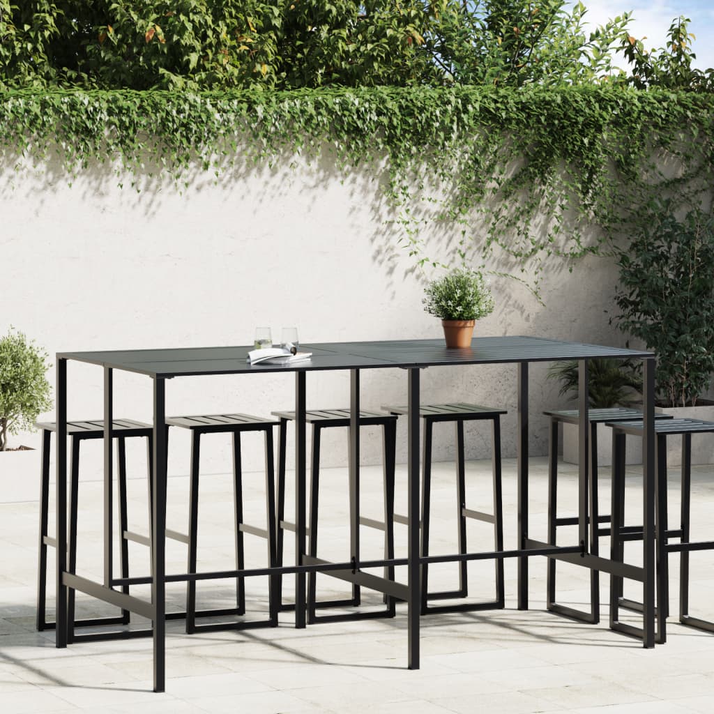 vidaXL Stolik barowy, czarny, 200x100x110 cm, malowana proszkowo stal