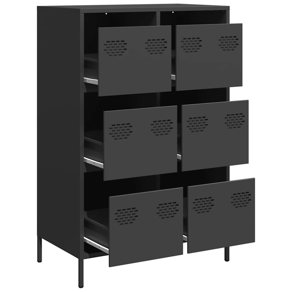 vidaXL Szafka, czarna, 68x39x101,5 cm, stal