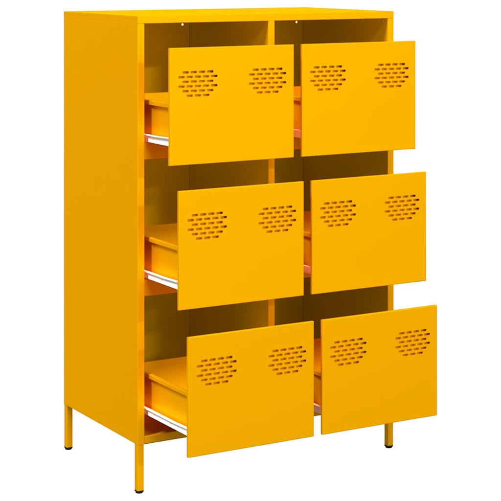 vidaXL Szafka, musztardowa, 68x39x101,5 cm, stal