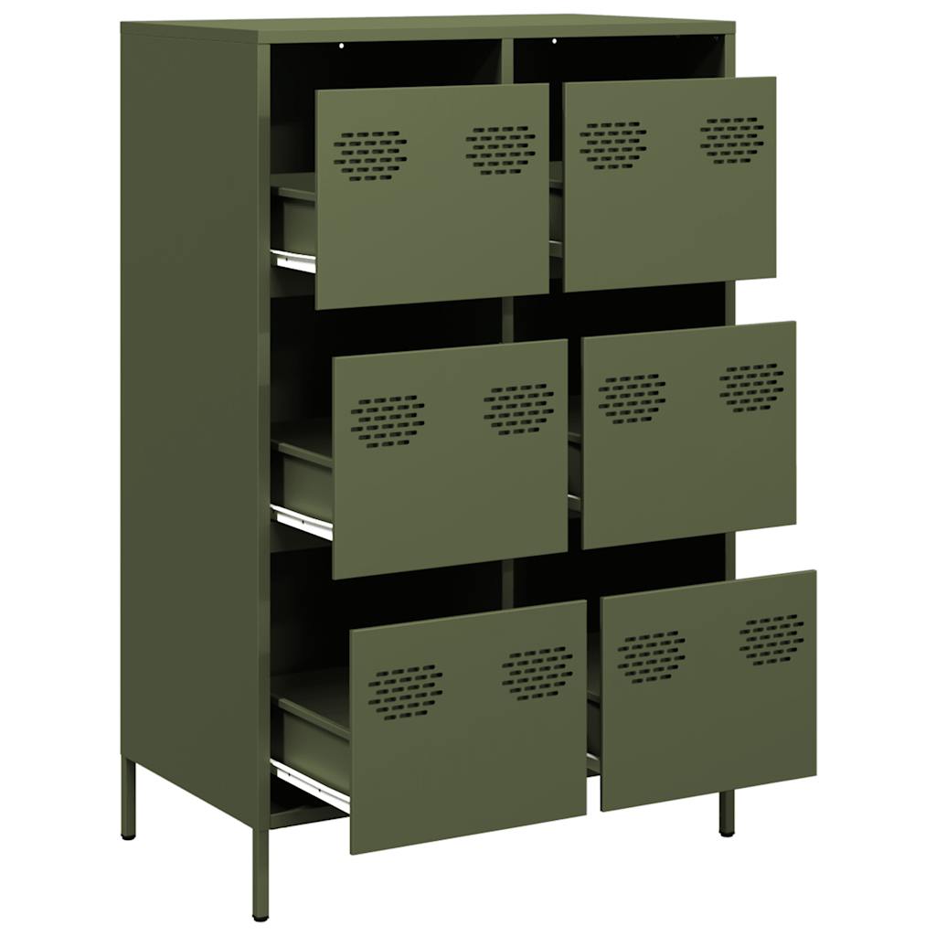 vidaXL Szafka, oliwkowa, 68x39x101,5 cm, stal