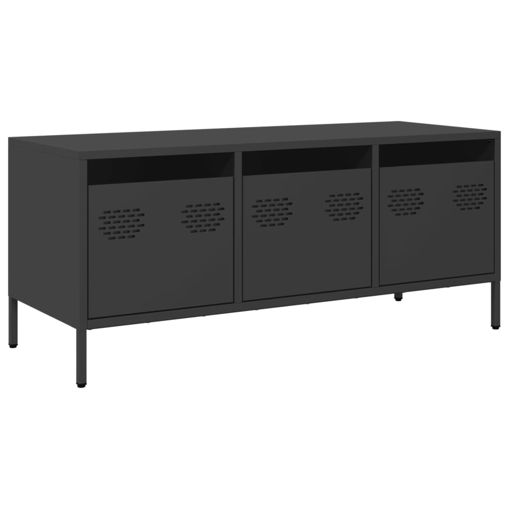 vidaXL Szafka RTV, czarna, 101,5x39x43,5 cm, stal walcowana na zimno