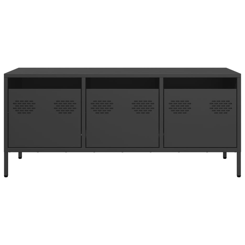 vidaXL Szafka RTV, czarna, 101,5x39x43,5 cm, stal walcowana na zimno
