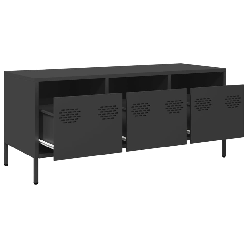 vidaXL Szafka RTV, czarna, 101,5x39x43,5 cm, stal walcowana na zimno
