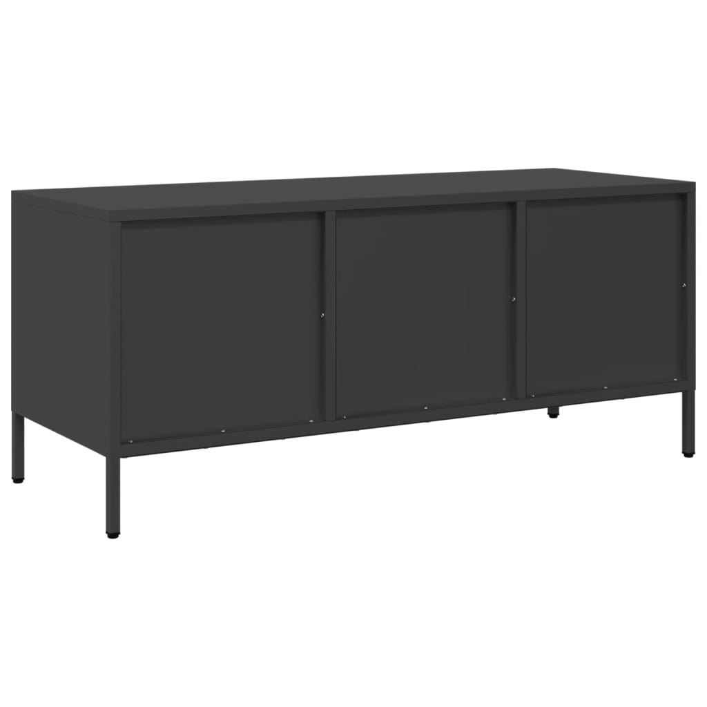 vidaXL Szafka RTV, czarna, 101,5x39x43,5 cm, stal walcowana na zimno