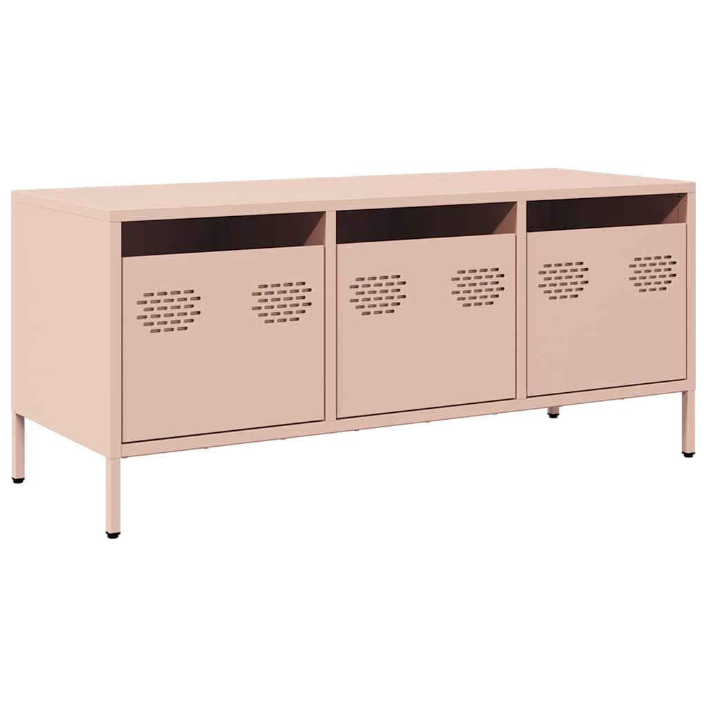 vidaXL Szafka RTV, różowa, 101,5x39x43,5 cm, stal walcowana na zimno