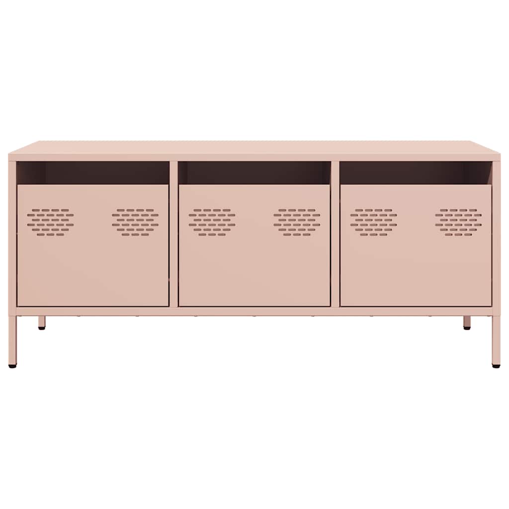 vidaXL Szafka RTV, różowa, 101,5x39x43,5 cm, stal walcowana na zimno