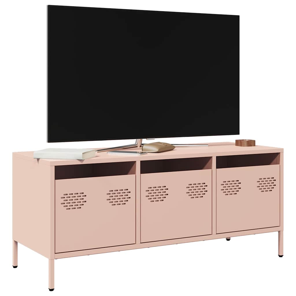 vidaXL Szafka RTV, różowa, 101,5x39x43,5 cm, stal walcowana na zimno