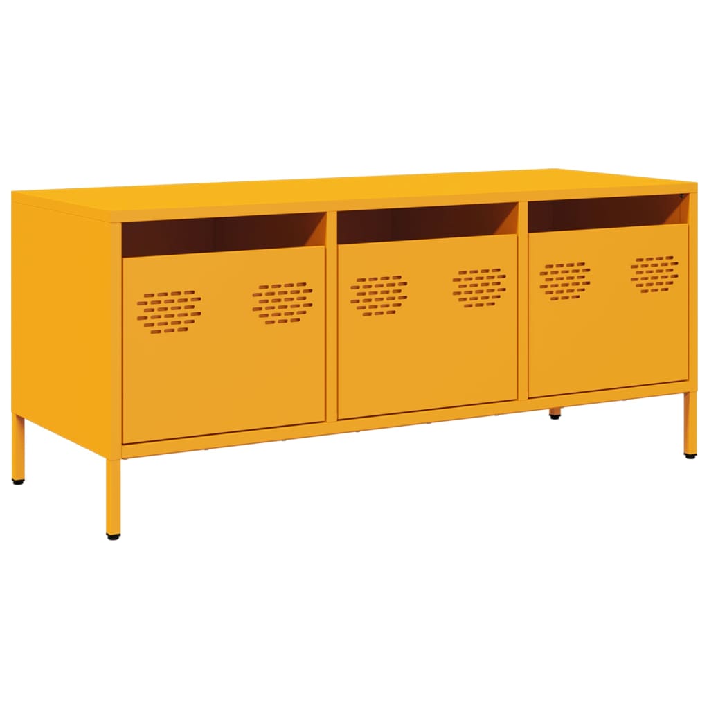 vidaXL Szafka RTV, żółta, 101,5x39x43,5 cm, stal walcowana na zimno