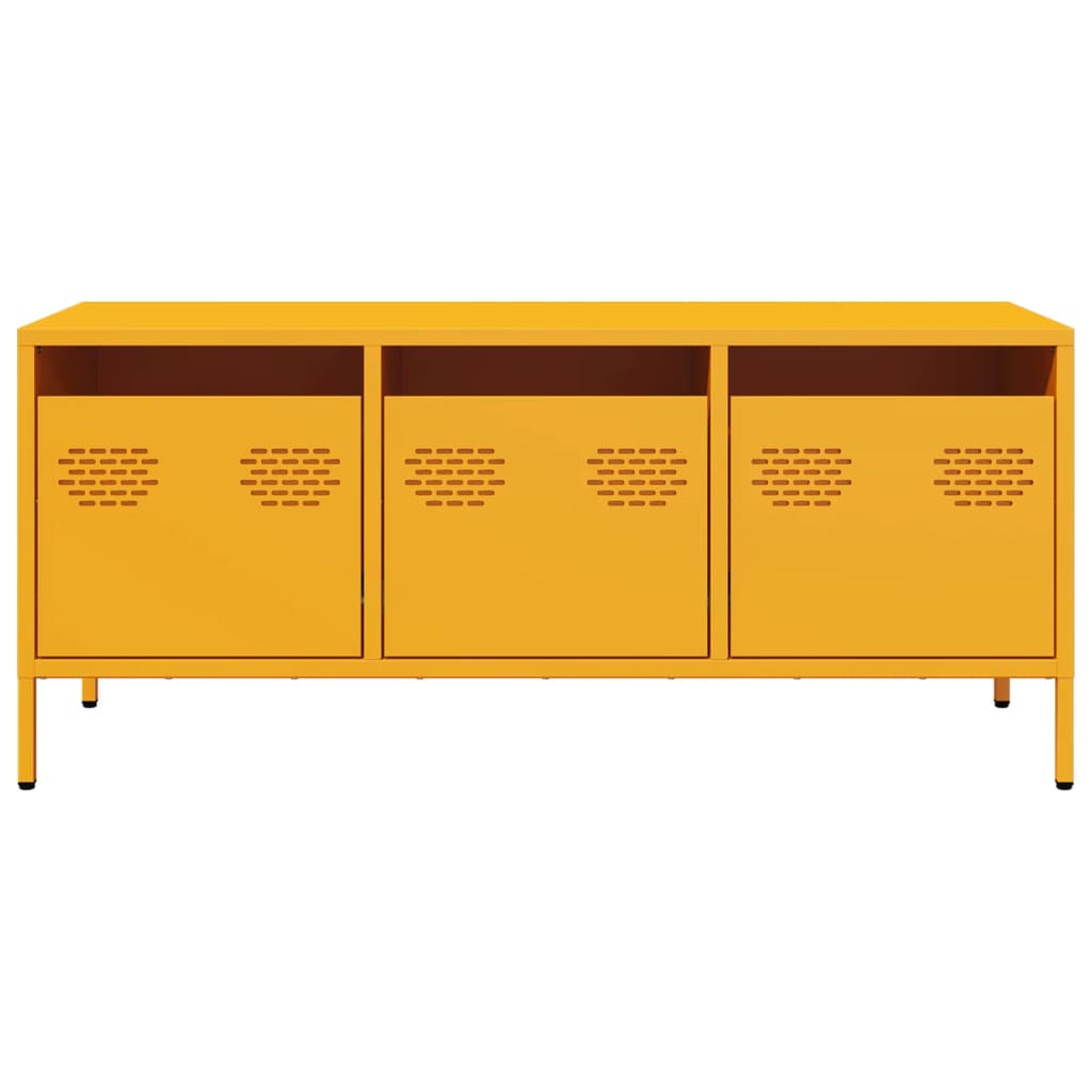vidaXL Szafka RTV, żółta, 101,5x39x43,5 cm, stal walcowana na zimno