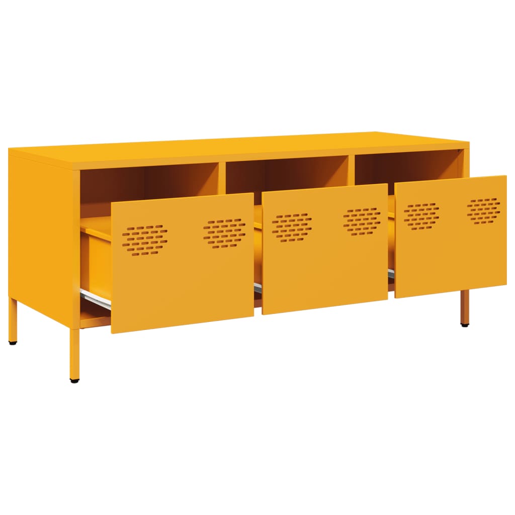 vidaXL Szafka RTV, żółta, 101,5x39x43,5 cm, stal walcowana na zimno