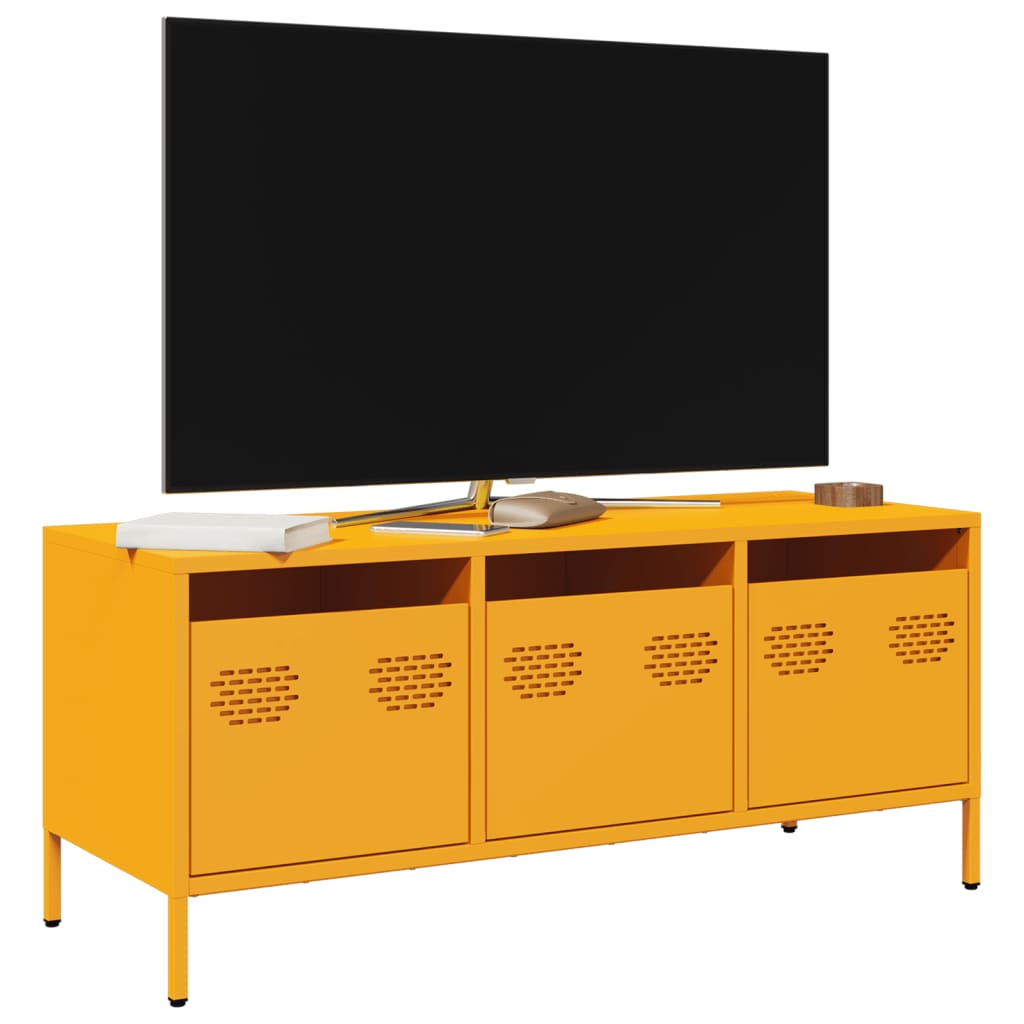vidaXL Szafka RTV, żółta, 101,5x39x43,5 cm, stal walcowana na zimno