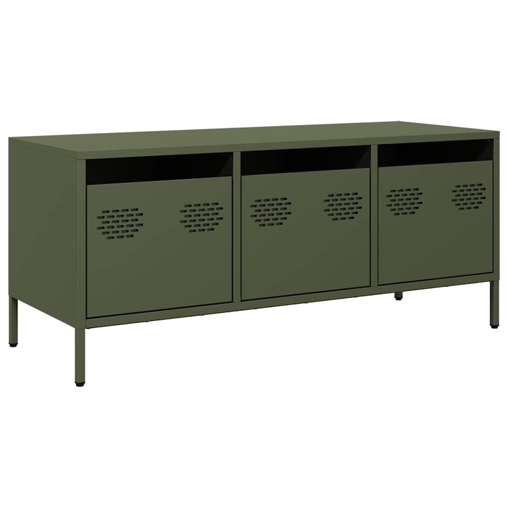 vidaXL Szafka RTV, oliwkowa, 101,5x39x43,5 cm, stal walcowana na zimno