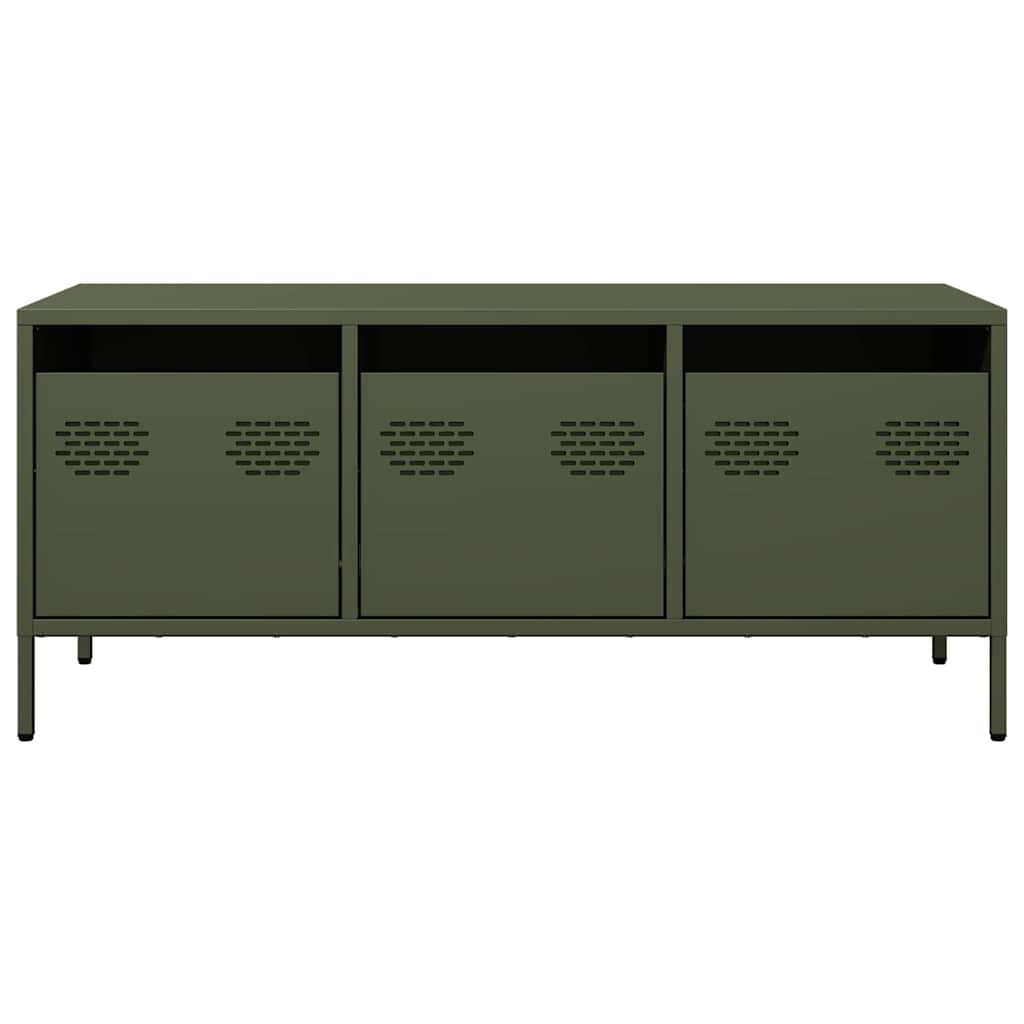 vidaXL Szafka RTV, oliwkowa, 101,5x39x43,5 cm, stal walcowana na zimno