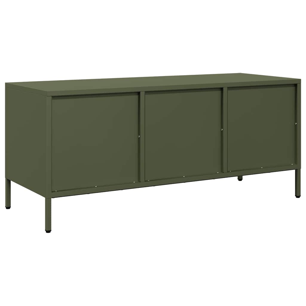 vidaXL Szafka RTV, oliwkowa, 101,5x39x43,5 cm, stal walcowana na zimno