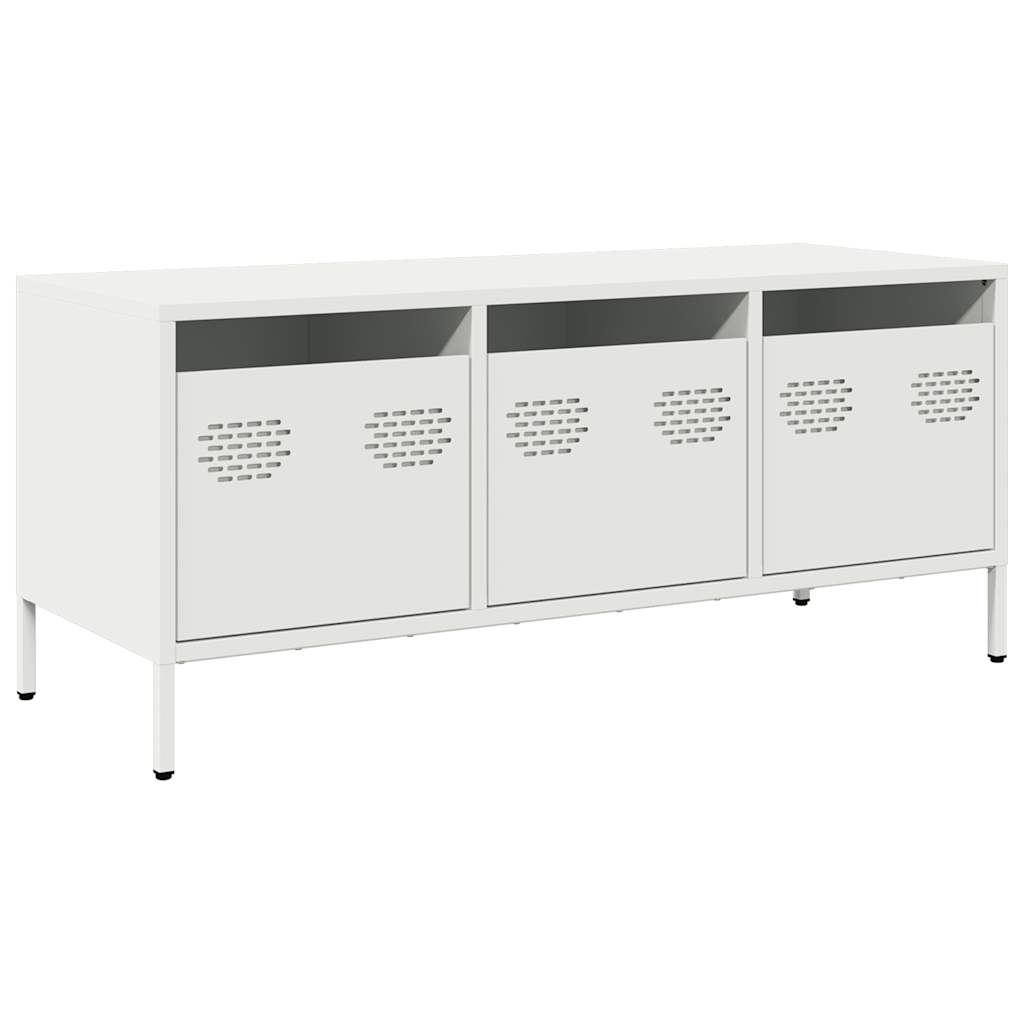 vidaXL Szafka RTV, biała, 101,5x39x43,5 cm, stal walcowana na zimno