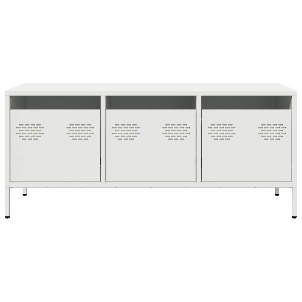 vidaXL Szafka RTV, biała, 101,5x39x43,5 cm, stal walcowana na zimno